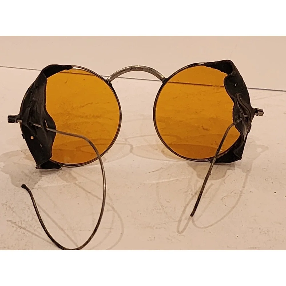Antique Amber Willson Sunglasses Goggles Spectacles‎ Steampunk Safety Glasses